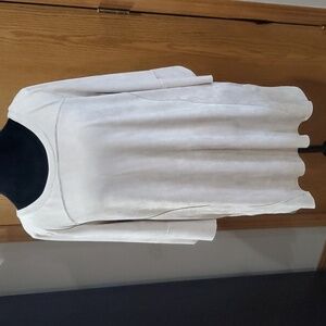 Bou Jeloud suede stretch bell cuff raw hem top NWT